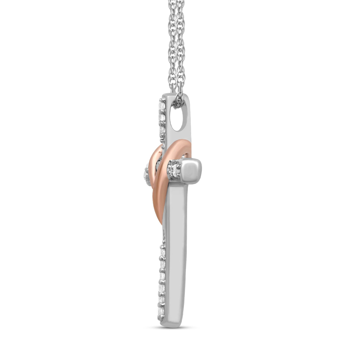 Jewelili 14K Rose Gold Over Sterling Silver With 1/10 CTTW