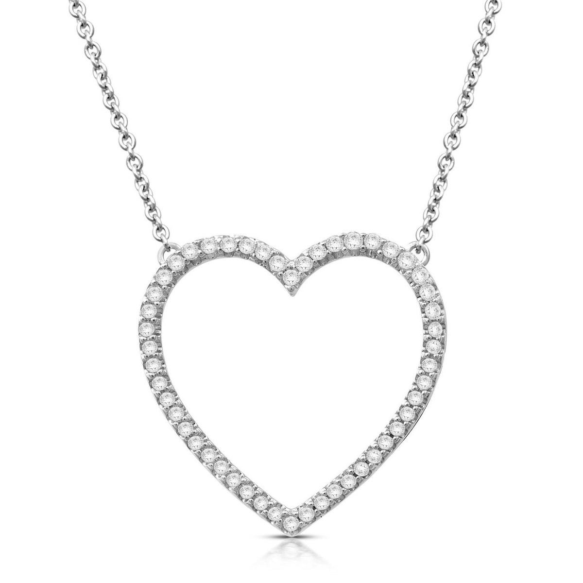 Jewelili Heart, Lock and Key Charm Pendant Toggle Necklace with Natural White Diamond in Sterling Silver 1/5 Cttw