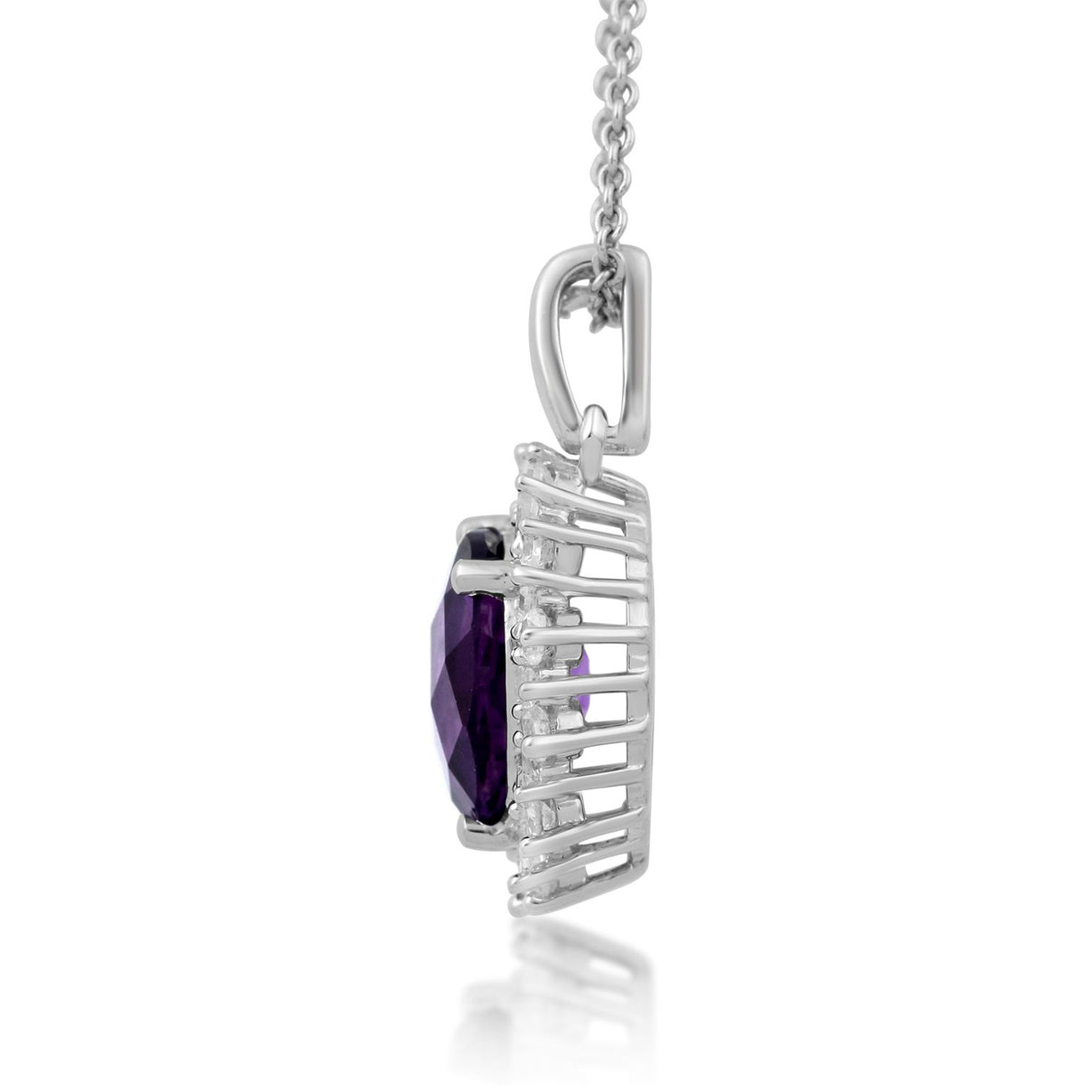 Amethyst 6.03 Cts & White newest Sapphire Necklace 925 Silver