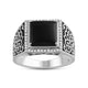 Load image into Gallery viewer, Jewelili Sterling Silver with Black Onyx and 1/10 CTTW Natural White Round Diamonds Men&#39;s Ring
