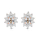 Load image into Gallery viewer, Jewelili 14K Rose Gold Over Sterling Sliver Oval Created White Sapphire and 1/20 CTTW Natural White Round Diamond Cluster Stud Earrings
