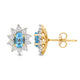 Load image into Gallery viewer, Jewelili 18K Yellow Gold over Sterling Sliver 6x4 MM Oval Created Aqua spinal and 1/20 Cttw Natural White Round Diamond Cluster Stud Earrings
