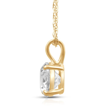 Jewelili 10K Yellow Gold 7.5mm Cubic Zirconia