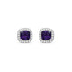 Load image into Gallery viewer, Jewelili Sterling Silver Cushion Cut Amethyst and Round Created White Sapphire Halo Studs Earrings
