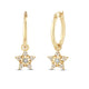 Load image into Gallery viewer, Jewelili 18K Yellow Gold Over Sterling Silver 1/10 CTTW White Diamonds Star Huggie Earrings
