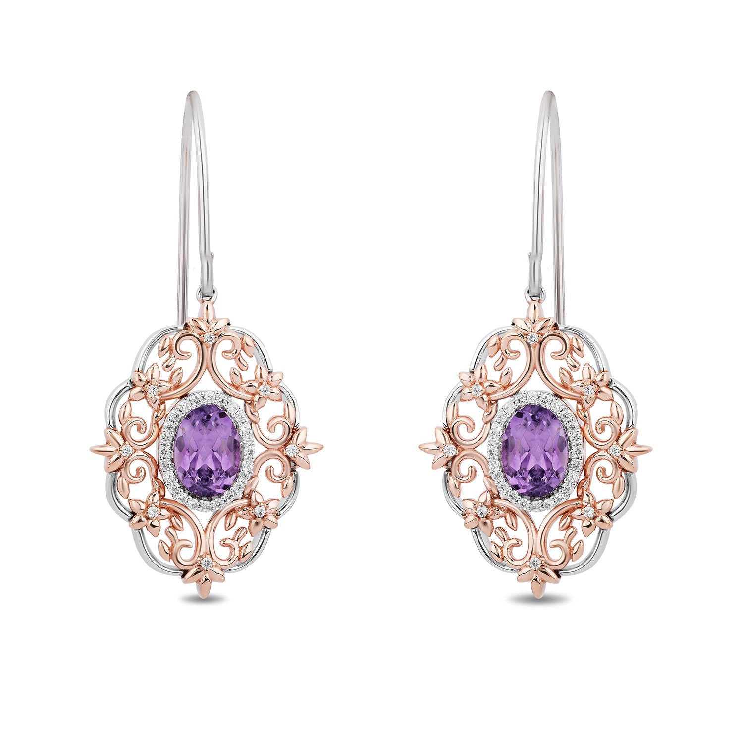 Disney Rapunzel Inspired Diamond and Rose-De-France Dangle