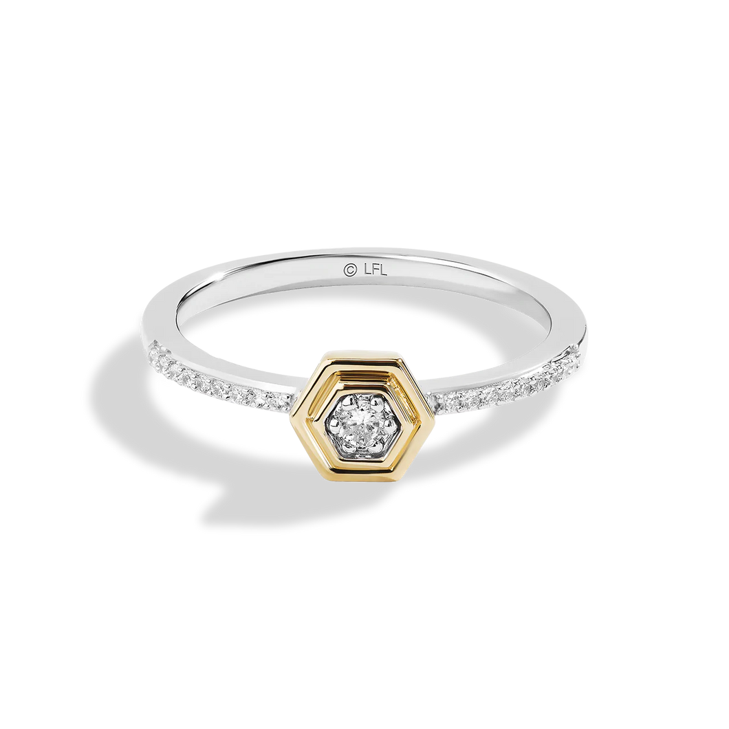 Star Wars™ Fine Jewelry THE TIE FIGHTER WOMEN'S RING 1/10 CT.TW. Diamonds, Sterling Silver and 10K Yellow Gold