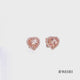 Load and play video in Gallery viewer, Jewelili 10K Rose Gold 5MM Heart Cut Morganite and 1/6 CTTW Natural White Round Diamond Heart Stud Earrings
