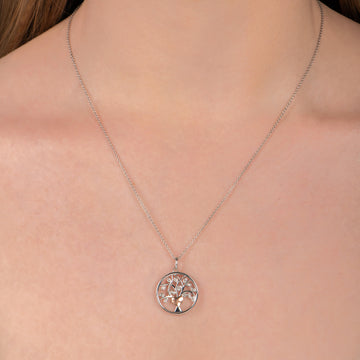 Jewelili Sterling Silver and 10K Rose Gold Wi
