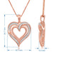 Load image into Gallery viewer, Jewelili Heart Pendant Necklace with Round and Baguettes Natural Diamonds in 14K Rose Gold over Sterling Silver 1/4 CTTW View 4
