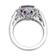 Load image into Gallery viewer, Jewelili Sterling Silver with Cushion Amethyst with Round White Topaz and Emerald Halo Ring
