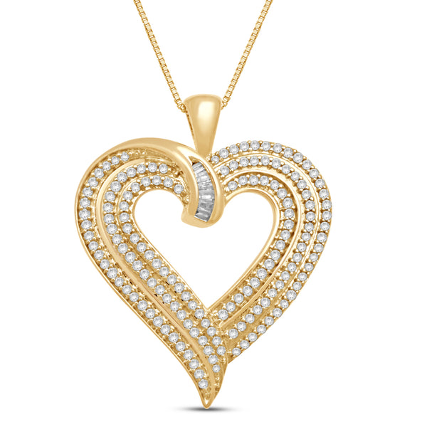 10K Yellow Gold With 1/2 CTTW Diamond Heart Pendant Necklace