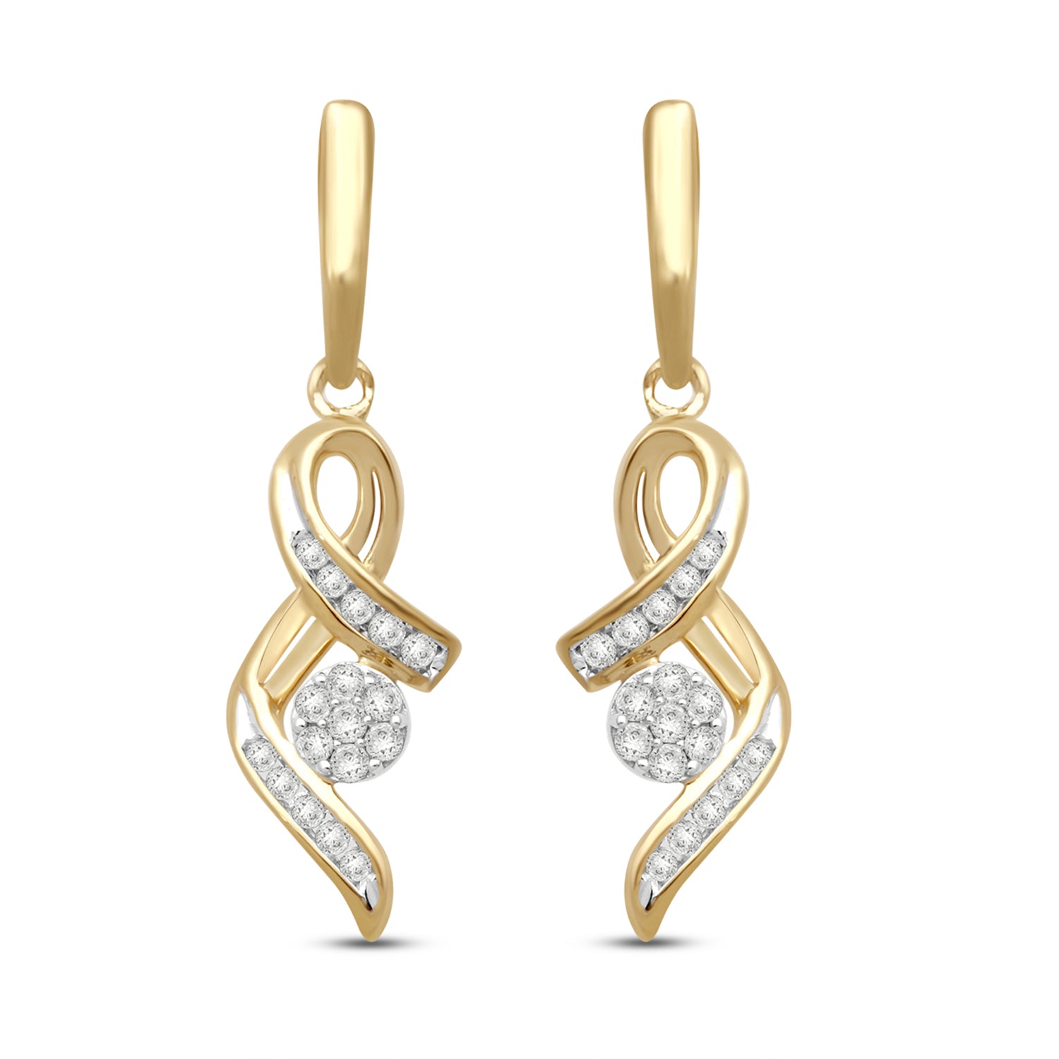 Jewelili White Diamond Earrings in Sterling Silver Jewelry 1/4 CTTW