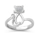 Load image into Gallery viewer, Jewelili Sterling Silver with 1/20 CTTW Natural White Round Diamonds Cat Ring
