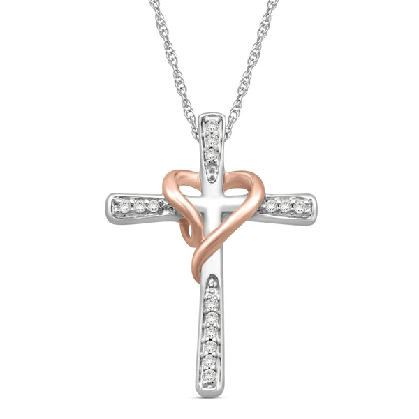 Jewelili 14K Rose Gold Over Sterling Silver With 1/10 CTTW