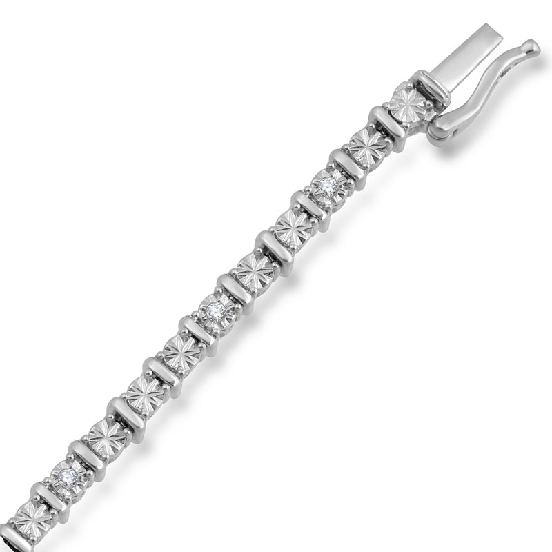 Jewelili Diamond Link Bracelet Natural White Round in Sterling Silver with 1/4 CTTW View 1