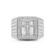 Load image into Gallery viewer, Jewelili Cross Texture Men&#39;s Ring with Natural White Round Diamonds in Sterling Silver 1/10 CTTW View 3
