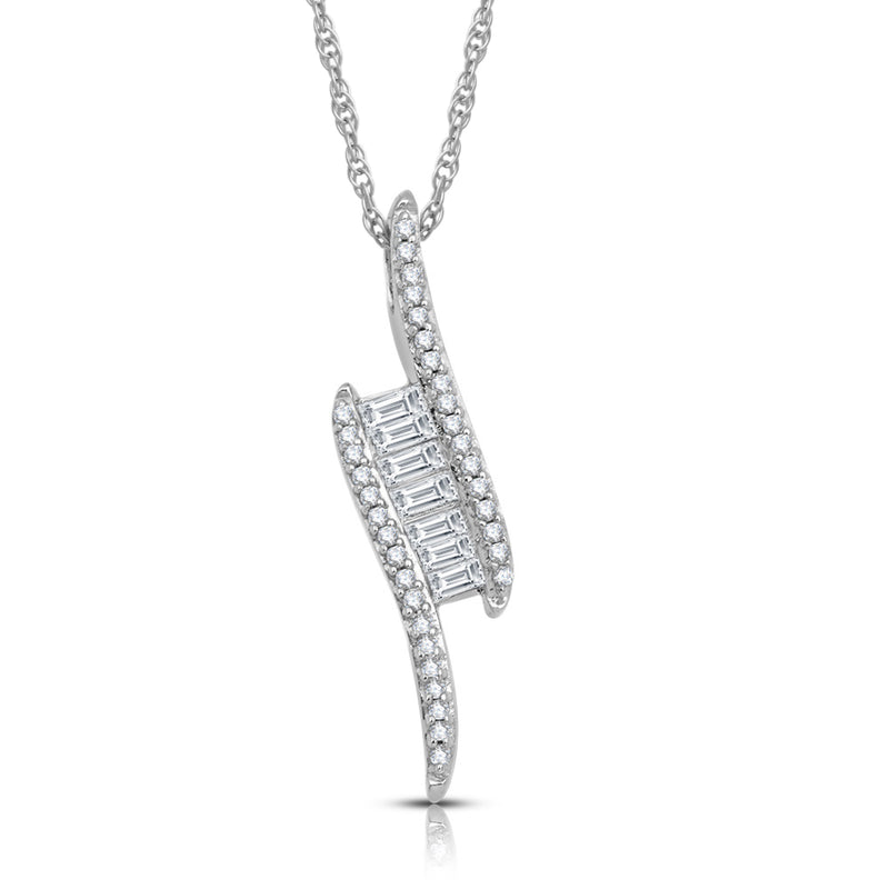 Jewelili Sterling Silver with 1/6 CTTW Natural White Diamonds Pendant Necklace