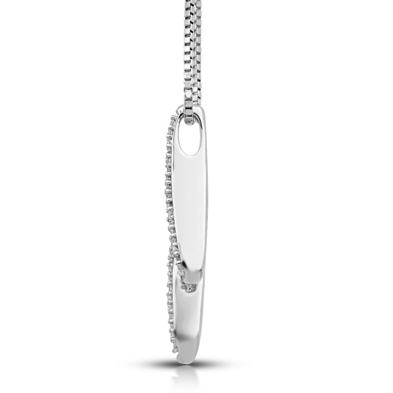 Jewelili Sterling Silver with 1/6 CTTW Natural White Diamonds Pendant Necklace