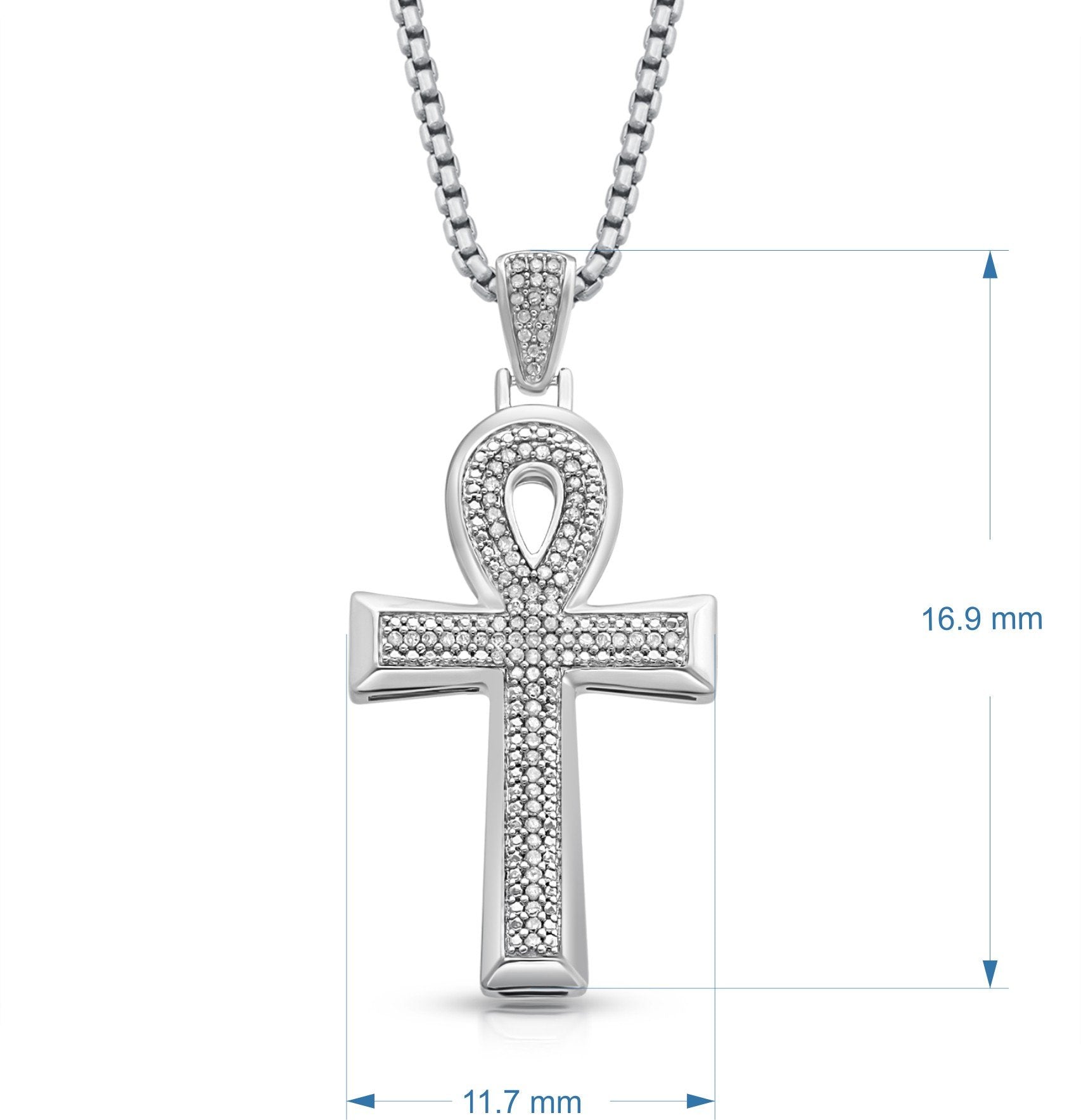 Jewelili Key Necklace Diamond Jewelry in Sterling Silver & 1/10 CTTW Diamond
