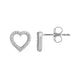 Load image into Gallery viewer, Jewelili Sterling Silver With White Round Diamonds Heart Shape Stud Earrings
