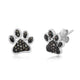 Load image into Gallery viewer, Jewelili Sterling Silver With 1/6 CTTW Champagne Natural Diamond Dog Paw Stud Earrings
