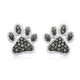 Load image into Gallery viewer, Jewelili Sterling Silver With 1/6 CTTW Champagne Natural Diamond Dog Paw Stud Earrings
