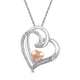 Load image into Gallery viewer, Jewelili Heart Pendant Necklace Diamond Jewelry in 10K Rose Gold Over Sterling Silver - View 1
