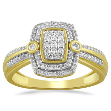 Jewelili 10K Yellow Gold With Natural White R