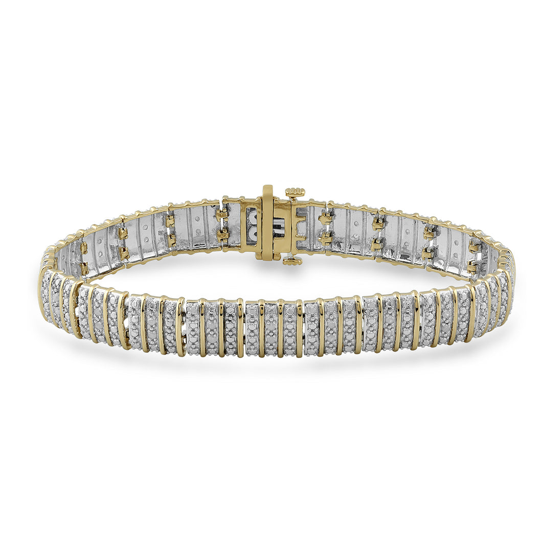 Jewelili 14K Yellow Gold over Brass With 1/2 CTTW Diamonds Bracelet