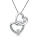 Load image into Gallery viewer, Jewelili Sterling Silver With Diamonds Intertwined Double Heart Pendant Necklace
