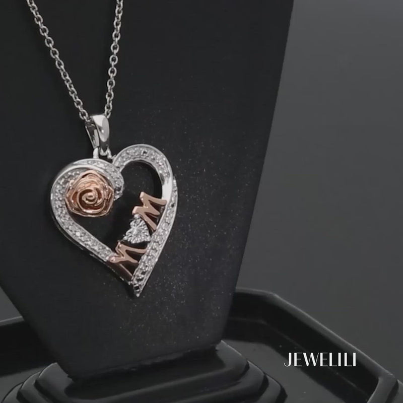 52% off! Genuine White Diamond & 14K Rose Gold Over Silver Heart Necklace 2024