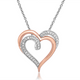 Load image into Gallery viewer, Jewelili 14K Rose Gold Over Sterling Silver With 1/10 CTTW Diamonds Heart Shape Pendant Necklace
