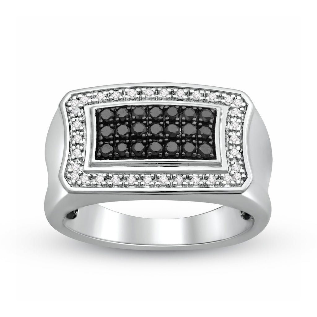 Mens sterling silver on sale black diamond ring