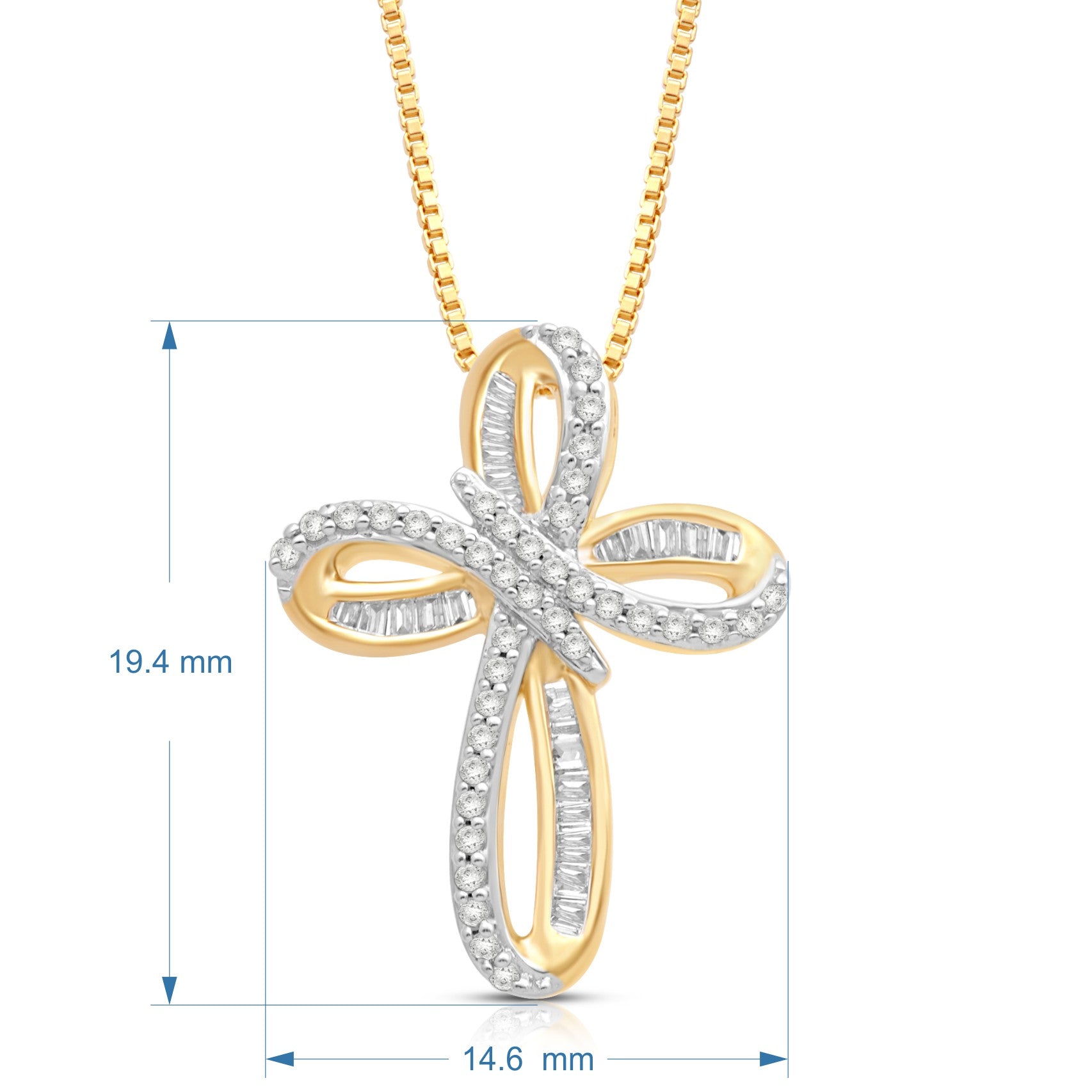 Jewelili Diamond Necklace Heart Jewelry in Yellow Gold Over Sterling Silver & 1/4 Cttw Diamond