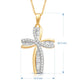 Load image into Gallery viewer, Jewelili Cross Pendant Necklace with Natural White Diamond in 10K Yellow Gold 1/4 CTTW View 4
