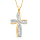 Load image into Gallery viewer, Jewelili Cross Pendant Necklace with Natural White Diamond in 10K Yellow Gold 1/4 CTTW 
