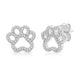 Load image into Gallery viewer, Jewelili Paw Stud Earrings with Natural White Round Diamonds in Sterling Silver View 1
