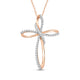 Load image into Gallery viewer, Jewelili 10K Rose Gold With 1/5 CTTW Natural White Diamonds Cross Pendant Necklace
