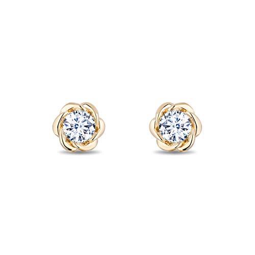 Enchanted Disney Fine Jewelry 14K Yellow Gold with 1 1/2 cttw Diamond Belle Solitaire Earrings