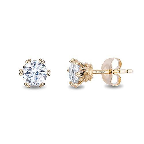 Enchanted Disney Fine Jewelry 14K Yellow Gold with 1 1/2 cttw Diamond Majestic Princess Solitaire Earrings