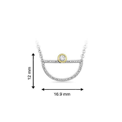 Jewelili Sterling Silver and 10K Yellow Gold With 1/10 CTTW Natural White Round Diamonds Pendant Necklace