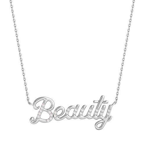 Enchanted Disney Fine Jewelry Sterling Silver 1/10 CTTW Belle Editorial Necklace