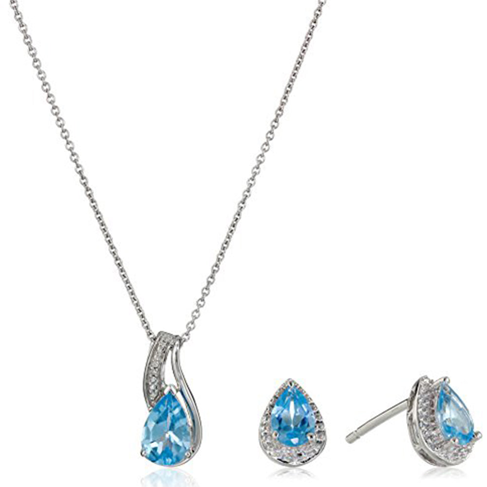 Diamond and Blue Topaz 2024 necklace set