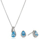 Load image into Gallery viewer, Jewelili Sterling Silver With Swiss Blue Topaz and White Diamonds Teardrop Jewelry Set
