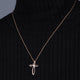 Load image into Gallery viewer, Jewelili 10K Rose Gold With 1/5 CTTW Natural White Diamonds Cross Pendant Necklace
