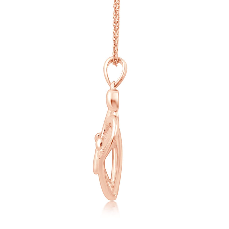 Jewelili Parent with Two Children Family Heart Pendant Necklace in 14K Rose Gold over Sterling Silver View 2