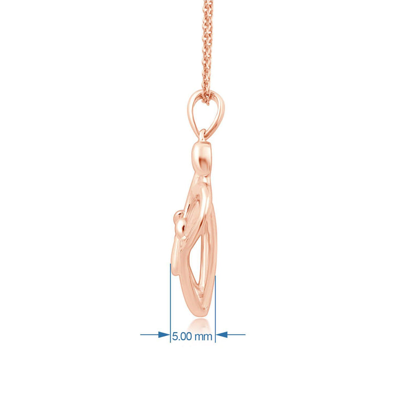 Jewelili Parent with Two Children Family Heart Pendant Necklace in 14K Rose Gold over Sterling Silver View 5