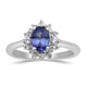 Load image into Gallery viewer, Jewelili Cluster Ring with Oval Shape Tanzanite with Round Created White Sapphire in Sterling Silver View 1
