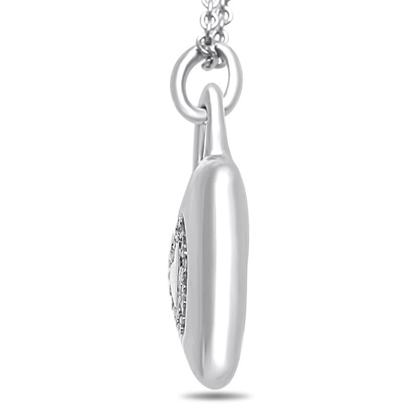 Jewelili Love Heart Pendant Necklace with Natural White Round Diamonds in Sterling Silver View 2